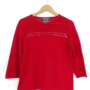 Nouveaux Knit Silk Red Top Womens Size Medium NWT